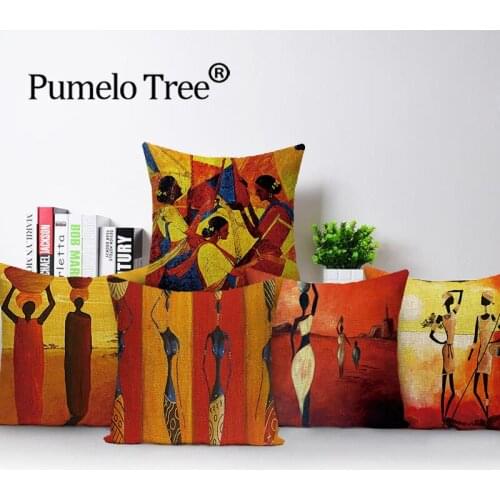 African People Cushion Cover Retro Home Decor Cushions Covers Printed Pillows Cases Shabby Old Fashioned Living Room Pillow Case