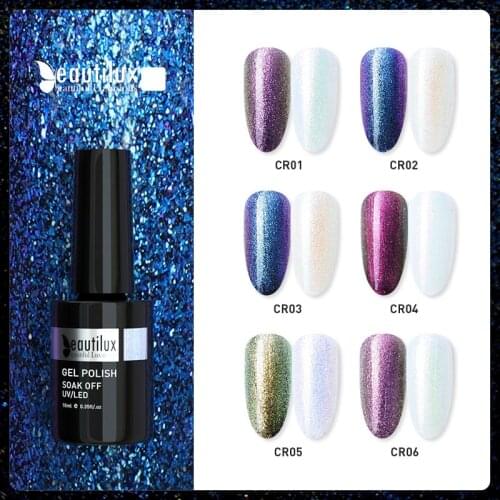 Beautilux Nail Gel Polish Clear White Glitter Winter Color Nails Art Gel Varnish Soak Off UV LED Top Coat Nail Lacquer 10ml