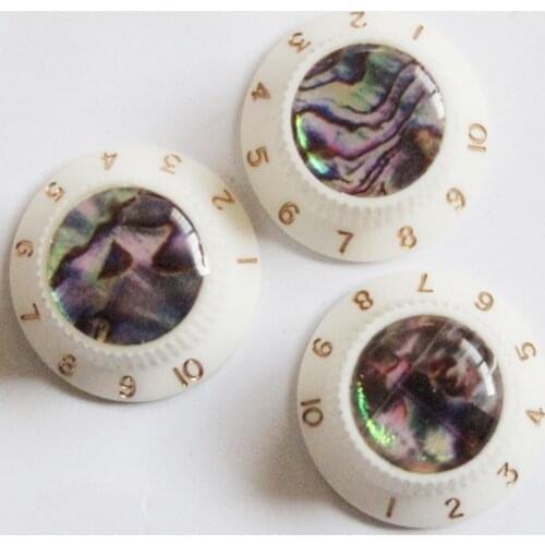 White Speed volume Knob with abalone Electric Guitar plastic from Korea