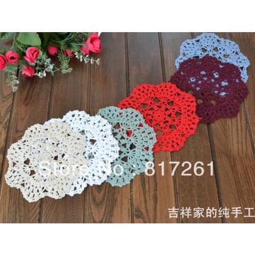 Free shipping 20pic/lot 16 cm round flowers crochet cotton lace doilies table mat pad coaster holder table ware photo props