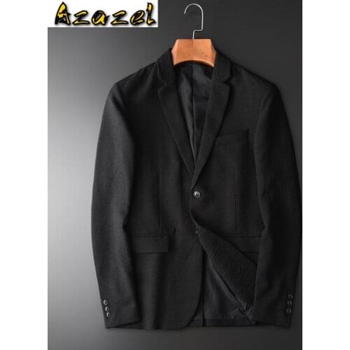 Azazel Black Men Blazer Luxury Solid Color Single Breasted Male Blazer Fashion Autumn Slim Fit Simple Blazer Men Plus Size 4XL