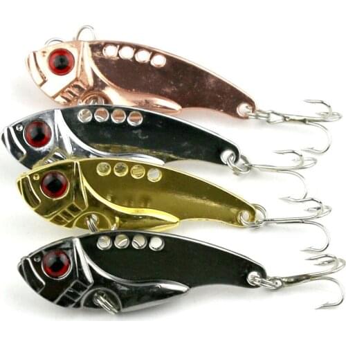 Big Sale 4pcs Metal Bait Vibration Lure Fly Fishing VIB Baits With 8#Hooks Vibrator Isca Artificial Fishing Wobbler 5.5cm 11g