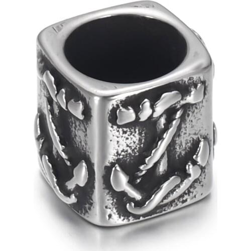 Stainless Steel Cuboid Bead Anchor 8mm Large Hole Beads Polished Metal Charms Accessories DIY Bracelet Jewelry Making