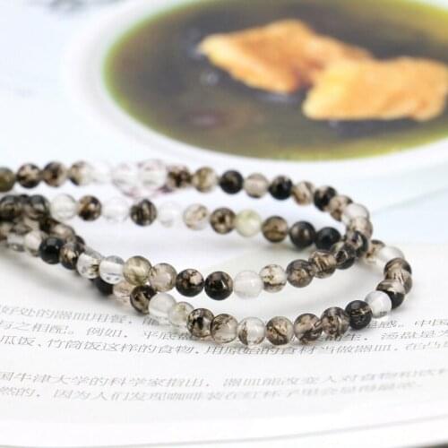 Hot 4mm Black tourmaline circular shaped loose beads!15inches exquisite women Jewelry Making wholesale and retail