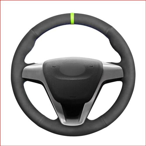 MEWANT Black Suede Leather Steering Wheel Cover for Lada Vesta 2015 2016 2017 2018 2019 Xray 2015-2019