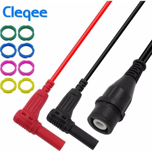 Cleqee P1207 BNC male plug to 4mm Right angle Banana Plugs Coaxial Cable Oscilloscope Test Lead 120CM