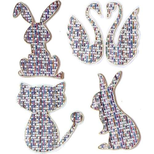 1PCS Color mosaic patch Rabbit Cat Swan Patch for Clothing Sticker for Children Boy Girl DIY Patches T-shirt Heat Transfer Badge