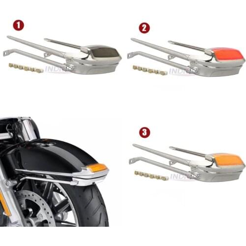 For harley FLHTCU fender trim light FLHTK smoke light for harley touring CVO Air Wing Front Fender Rail with tip light 2014-2018