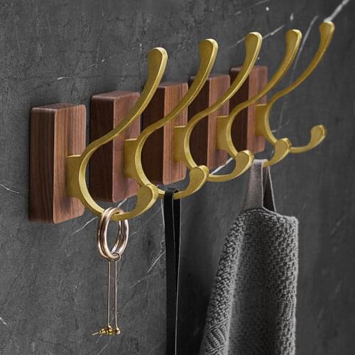 Home Decor Wood Hook Aluminum Alloy Wall Organizer Hook Coat Keys Clothes Hanger Hook Tower Hanger Rack Punching-free Wall Hooks