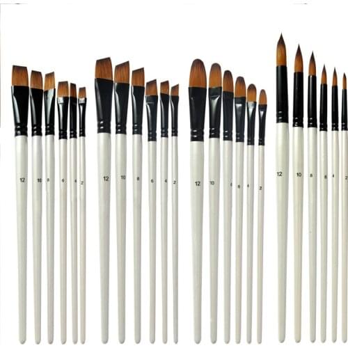 Artist Pen Brushes Eco-friendly Pearl White Watercolor Pen Acrylic Oil Watercolour Painting Nylon Hair Model Paint 6 Pcs