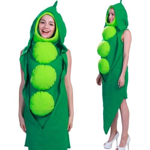 Halloween Cosplay Costume Adult Pea Jumpsuit Stage Role Show Food Parent-Child Party Dress Outfit Women Costume Halloween SL2595