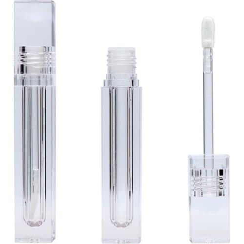 Square Lipgloss Packaging 5.5ML Empty Lip Glaze Bottle Cosmetic Container 10 25 50pcs PETG Clear Transparent Lip Gloss Wand Tube