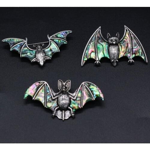 Natural Abalone Shell Bat Brooch for Men and Women Brooch Pins Vintage Fashion Jewelry Accessories