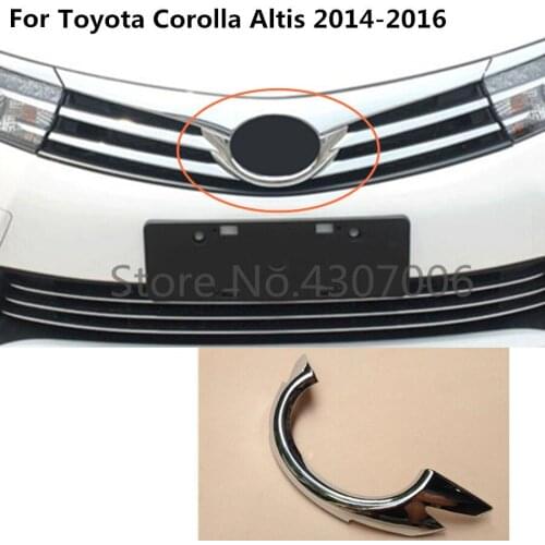 Car Cover ABS Chrome Trim Front Sign Decorative Mark Grid Grill Grille Around 1pcs For Toyota Corolla Altis 2014 2015 2016