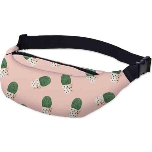 BU STORE 2019 new fanny pack multi-function waterproof fashion bag Cactus Prints Shoulder bag womens belt waist bag pochete