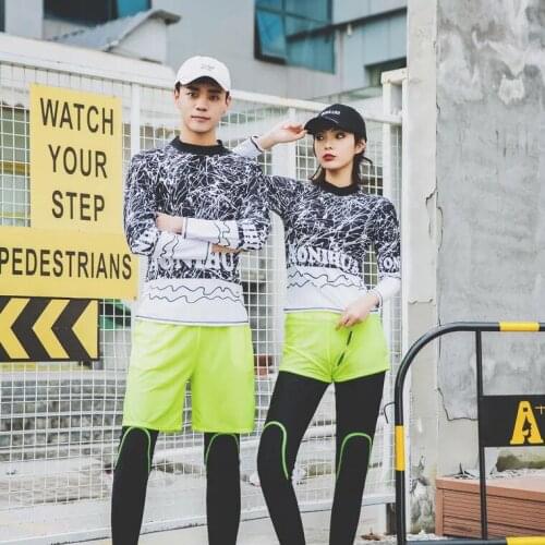 2019 New Rash Guards Men Women Sport Swimsuit Women Three Pieces Running Exercise Swim Wear Long Sleeve Swimsuit
