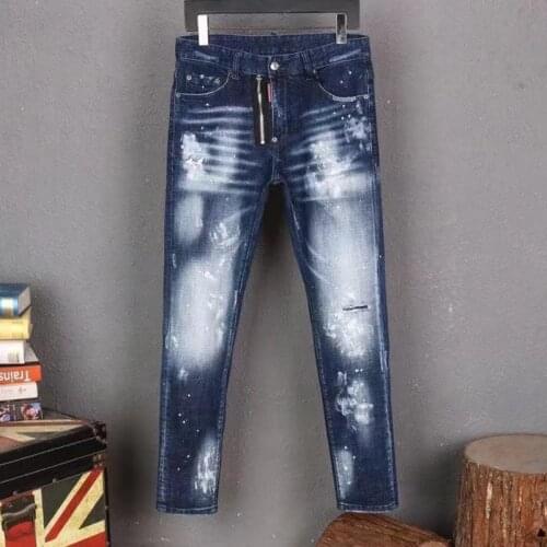 2021NEW Mens pants Dsquare ripped patch painted varnished mens Hole in the street d2 jeans man HOT