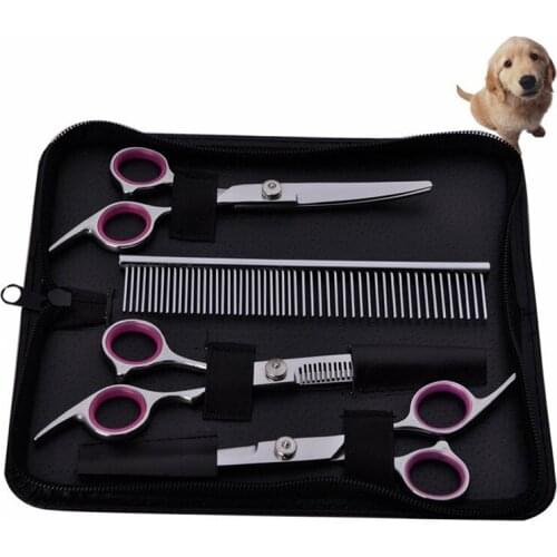 Pet Stainless Steel Hair Scissors Hairdressing Cutting Supplies Shears Dog Comb Haircut Machine Cat Dog Beauty Set Groom Suit