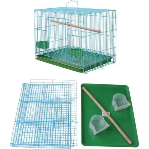 Wire Rectangular Small Cage for Small Birds and Canaries Rekord Equipped with Bird Standing Stick and 2 Semicircular