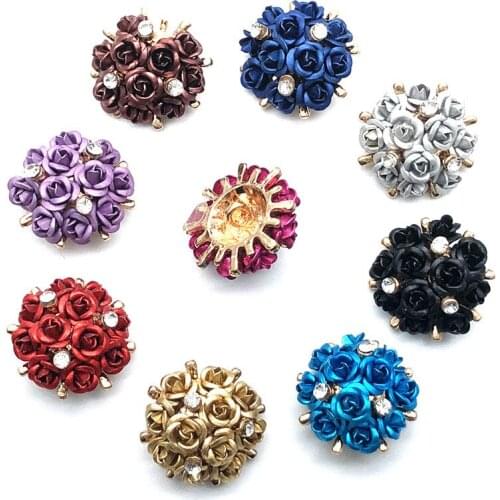 Round Diamond colorful Alloy Rhinestone Button with Shank Crystal for Wedding Bouquet Child Hair Ribbon Decorative embellishment