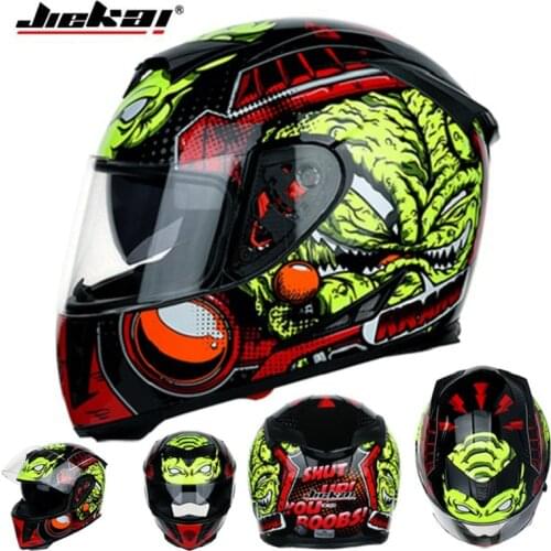 2019 New Knight protection JIEKAI Full Face Motorcycle Helmets Double lens Motorbike Helmet made of ABS with PC Visor 11 colors