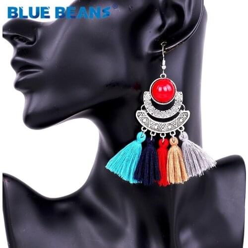 Tassel Earrings Luxury Women Geometric Dangle Boho Big Jewelry Vintage Accessories Drop Long Boho Red ethnic Fashion Statement