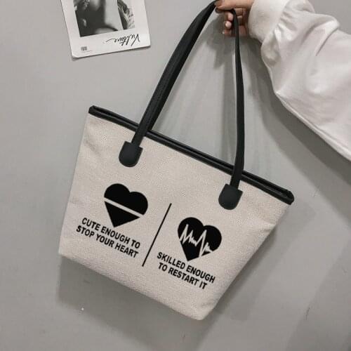 Cute Enough To Stop Your Heart Skilled Enough Great Gift for Nurse Canvas Tote Bag Shoulder Book Bag Shopping Bag