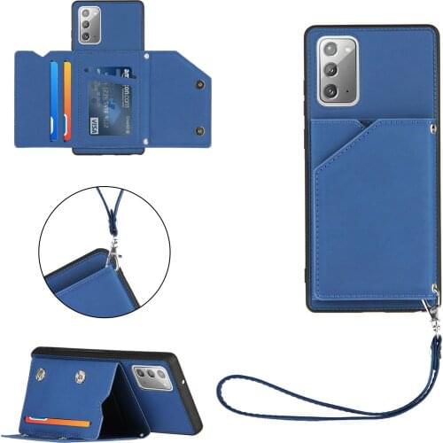 Lanyard Skin Feel PU Leather Card Slots Shockproof Phone Case for Samsung Galaxy M51 A21S A31 A50 A30S A50S M60S M80S A20 cover