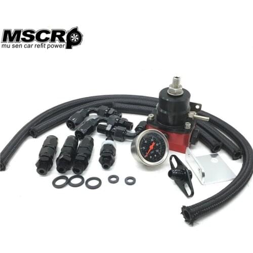 Universal Adjustable Fuel Pressure Regulator Oil 100psi Gauge AN 6 Fitting End-Black -YX00519