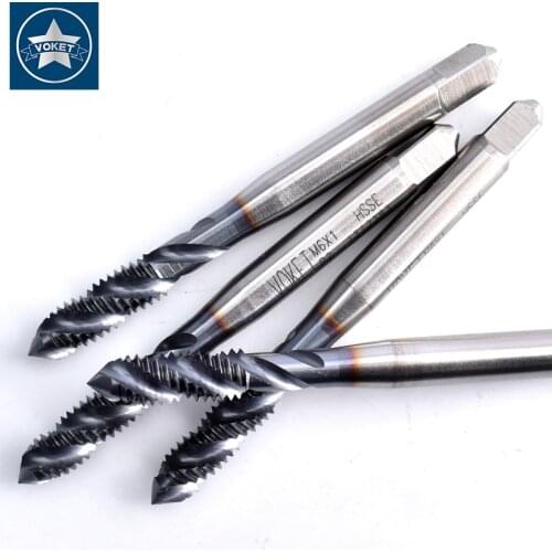 VOKET HSSE With TICN Spiral Fluted Tap M2 M2.5 M3 M4 M5 M6 M8 M10 M12 X0.4 X0.5 X0.8 X1 X1.75 Metric Machine Screw Thread Taps