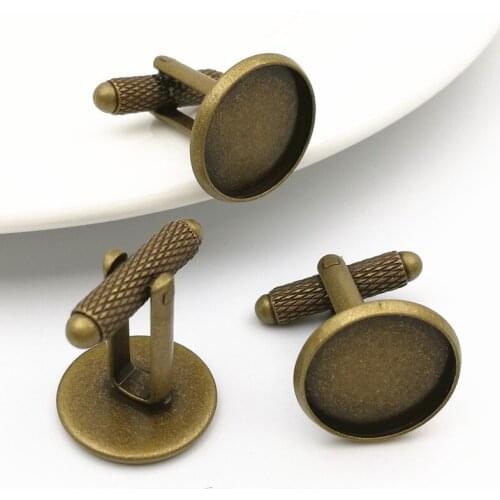 Fit 14mm Round French Cufflinks Blank Settings Antique bronze Copper Cufflinks Base DIY Jewelry Accessories B20205