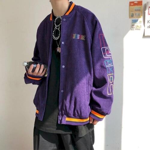 2021 Autumn Harajuku Corduroy Embroidery Women Baseball Jacket Long Sleeve Ladies Loose Jackets Coat Female High Quality Outwear