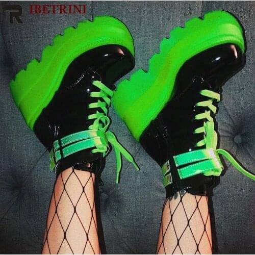 Womens Platform Wedges 2021 New Zipper Design Lace Up Ankle Boots Fashion Goth Shoes Woman Buckle Girls Chunky Heel Casual