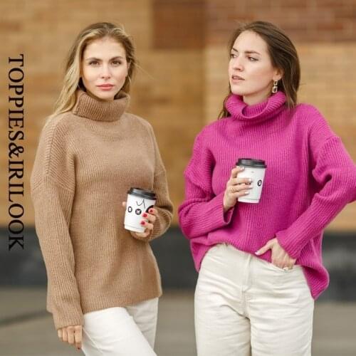 Toppies 2020 autumn winter turtleneck sweater women oversized knitted tops soft warm pullovers