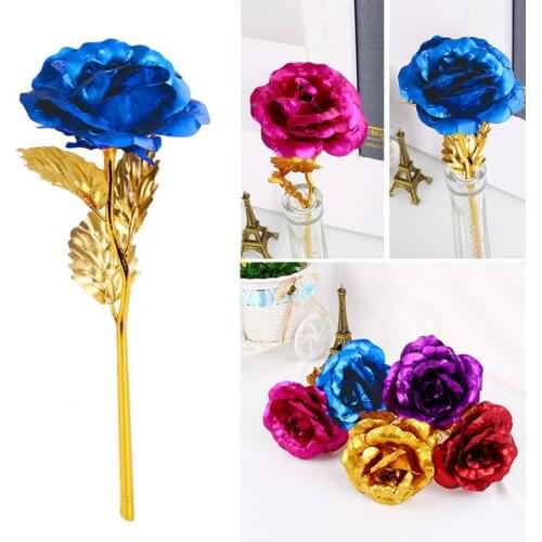 Golden 24K Goldplated Artificial Flower Flowers Violet Gold Foil Plated Rose