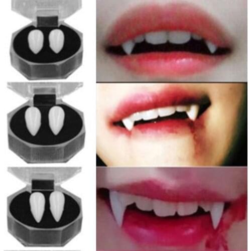 Vampire Teeth Fangs Dentures Props Halloween Temporary Tooth Repair Kit Teeth And Gaps FalseTeeth Solid Glue Denture Adhesive