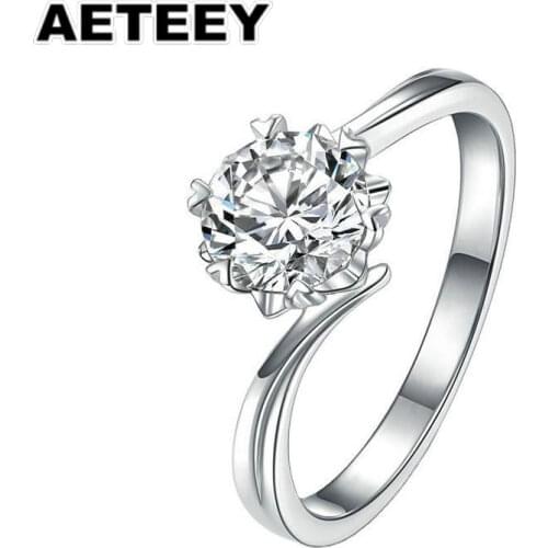 0.5/1.0/2.0ct EF snowflake 925 Silver Moissanite Ring Diamond Test Passed Luxury Fine Jewelry Woman Girlfriend Gift JA-22