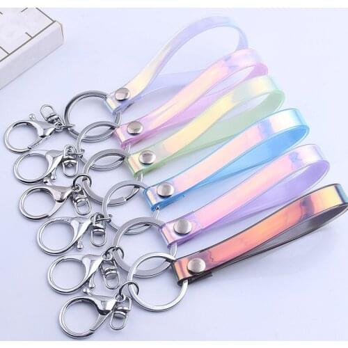 1pcs Laser Magic Color Leather Cord Lanyard Keychain Neck Strap for Car Bag USB Camera Pendant Hang Rope Mobile Phone Strap