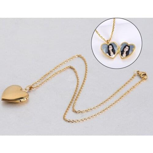 1PC Heart Shaped Friend Photo Picture Frame Locket Pendant Necklace Jewelry Couple Valentines Day Gift Romantic