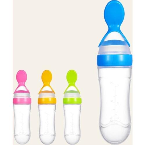 1PCS Baby Infant Newborn Toddle Feeding Bottle Silicone Training Rice Spoon Cereal Food Supplement Feeder Safe Tableware Tools