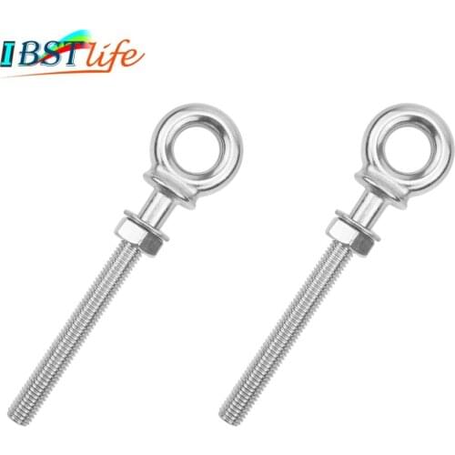 2PCS M8 Marine Grade 316 stainless steel longer Lifting Eye Bolts lift eye bolt Screws Ring Loop Hole for Cable Rope