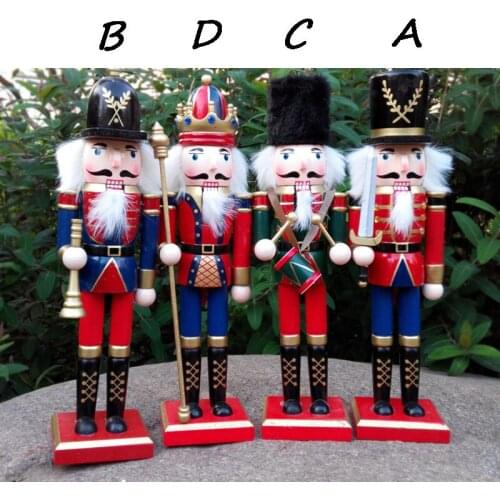 4pcs/Set 30cm Figures Model Puppet Dolls Christmas Gifts For Children Classic Retro Wooden Nutcracker Collectibles Home Decor