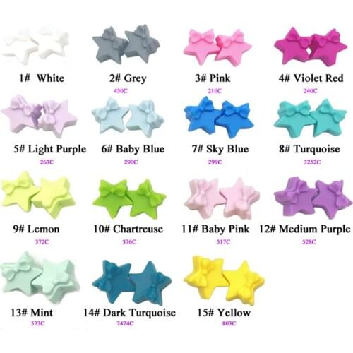 50 Silicone Beads Adhesive Accessories Food Grade Bow Five-pointed Star Silicone Teeth Pacifier Dummy Chain Production Bpa Free
