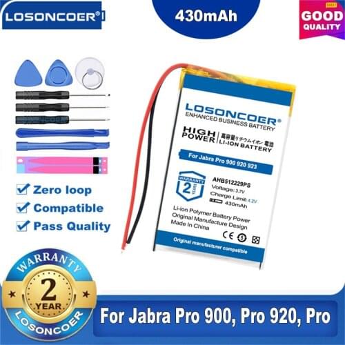 100% Original LOSONCOER 430mAh Battery AHB512229PS For Jabra Pro 900, Pro 920, Pro 923, Pro 930, Pro 935 Battery