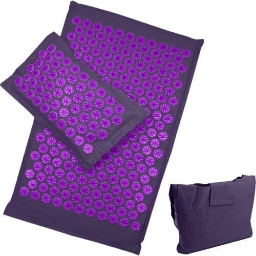 Coconut Fiber Inner linen Bag Spike Acupressure Massage Mat Pillow Set Back Acupuncture Relaxation Stress Relief Shiatsu Cushion