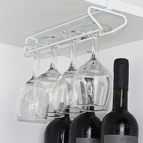 Behokic Single Double Row Hang Rack Wine Goblet Glass Shelf Stemware Hanging Rack Holder for Home Dining Coffee Houses Bar