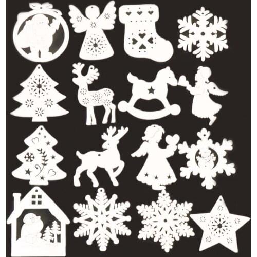White Snowflake Tree Wood Decoration For Scrapbook Craft DIY Home Xmas Wooden Christmas Tree Hanging Pendants Ornaments Gift