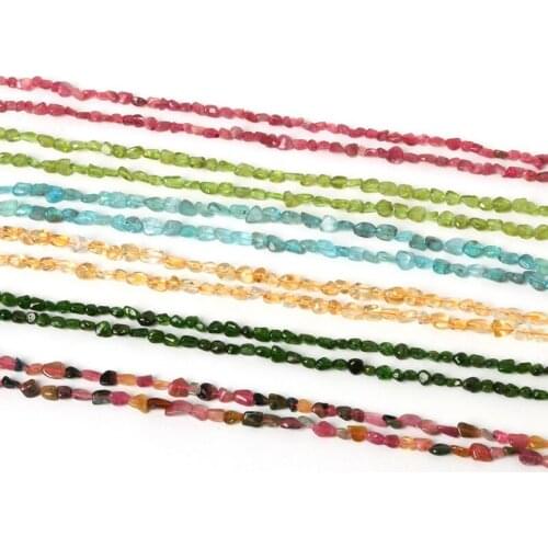 5-8mm Chip Shape Natural Stone Beads Selectable Materials: Diopside Apatite Olivine Tourmaline Strand 38cm for Jewelry Making