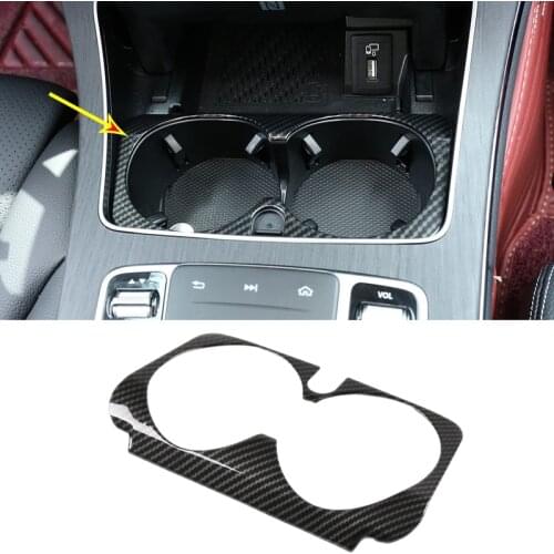 For Mercedes Benz C E GLC G Class W205 W213 X253 Carbon Fiber ABS Center Console Water Cup Frame Panel Trim Cover