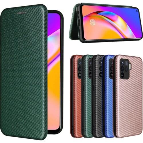For OPPO F19 Pro Case For OPPO A94 Case Carbon Fiber Flip Leather Case For OPPO A94 Reno5 F Reno5 lite A 94 F19Pro Case Cover